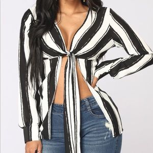 Fashion Nova Rebekka High Low Top - Black/White